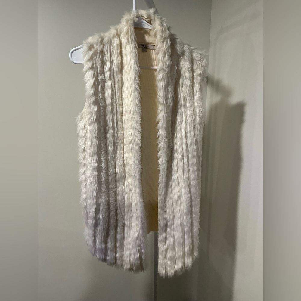 Guess Ivory Faux Fur Jacket